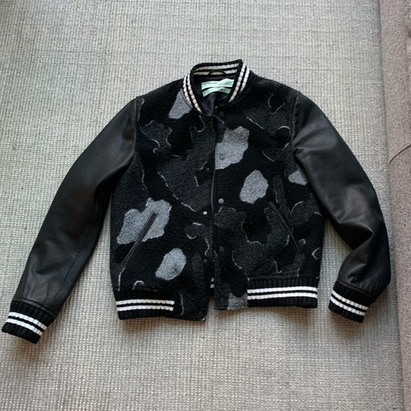 Off White Leather Bomber - Picture 2 of 5